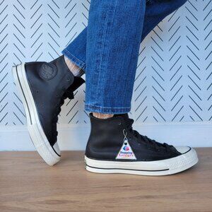 ⭐Converse Chuck 70 Hi Sz 8 Women's Shoes Leather Premium Sneakers Black A08637C⭐